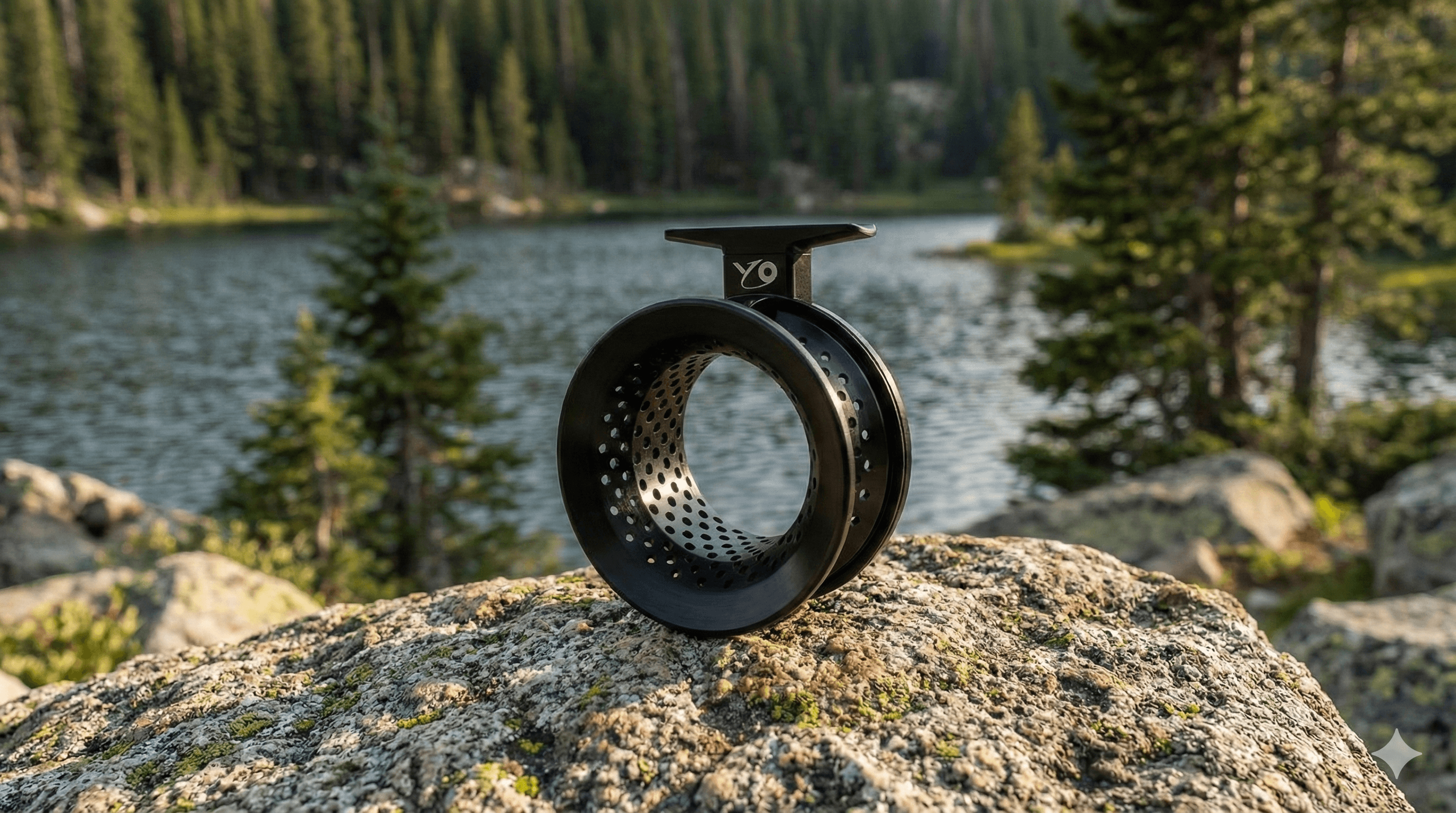 YO Reel fishing on calm waters at sunset